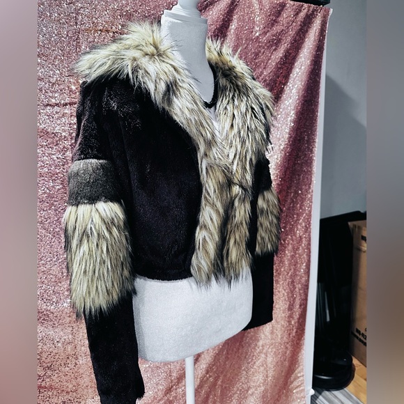 Rachel Roy Women's Brown Color blocked Faux-Fur Elton Jacket - Size XS - Picture 8 of 8